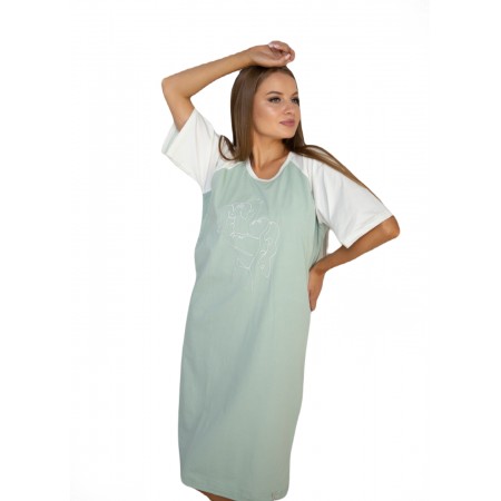 Ночная рубашка с принтом и секретом для кормления Полина Оливковая